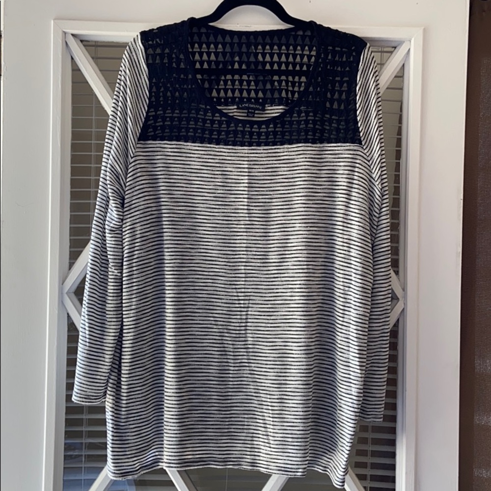 Lane Bryant black/white striped shirt